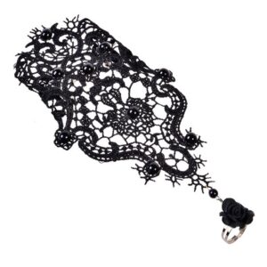 Accesorii Deghizare Gotic Bratara cu Inel Dantela Neagra