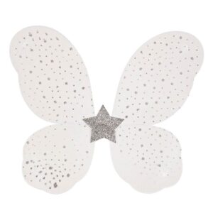 Aripi de Fluture Albe Argintii cu Glitter Stea Pene pentru Deghizare 37x40cm