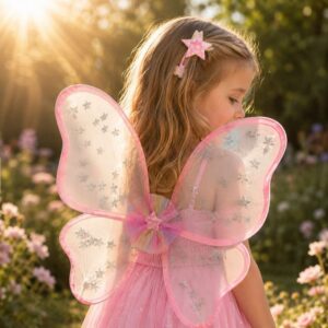 Aripi de Fluture Roz cu Glitter pentru Deghizare 48x41cm