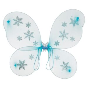 Aripi Deghizare in Fluture Bleu cu Glitter Argintiu Fulgi 47x38cm