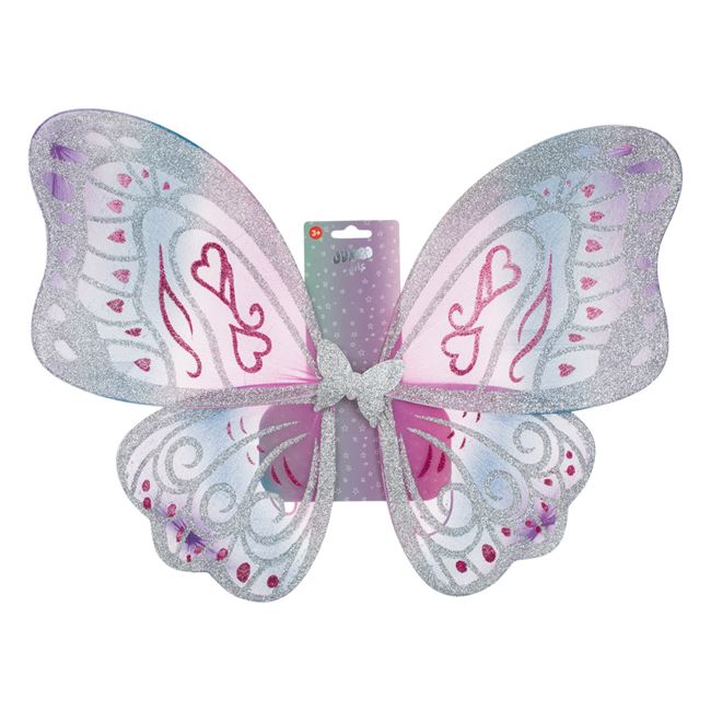 Aripi Deghizare in Fluture Colorat cu Glitter Fucsia Argintiu 53.5x43cm