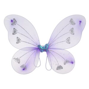 Aripi Deghizare in Fluture Lila cu Glitter Argintiu Fluture Holografic 47x38cm