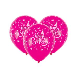 Baloane de Petrecere Fucsia Happy Birthday 23cm - 10buc
