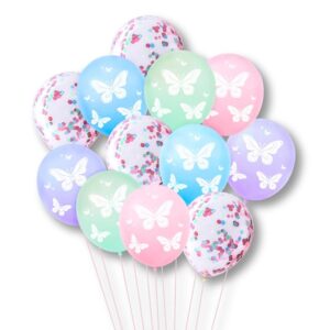 Baloane de Petrecere Metalizate Diferite Culori Fluturi Transparente Confetti Color 30cm - 12buc.
