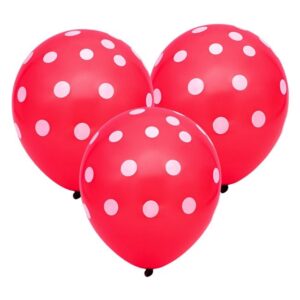 Baloane de Petrecere Rosii cu Buline 30cm - 10buc