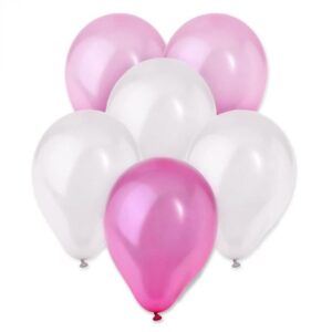 Baloane de Petrecere Roz Metalizate 23cm - 12buc