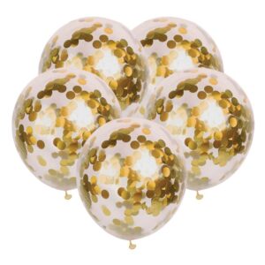 Baloane de Petrecere Transparente cu Confeti Auriu 30cm - 10buc