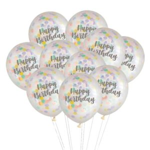 Baloane de Petrecere Transparente cu Confetti Colorate Happy Birthday 30cm - 10buc.