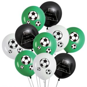 Baloane de Petrecere Verzi & Albe cu Model Minge 30cm - 10buc