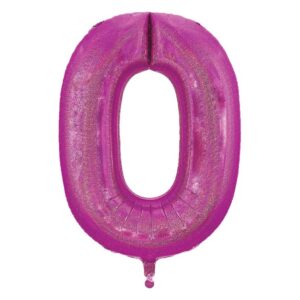 Balon de Petrecere din Folie Metalizata Fucsia Holografica Nr.0 - 60cm