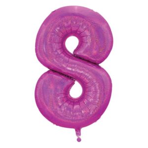 Balon de Petrecere din Folie Metalizata Fucsia Holografica Nr.8 - 60cm