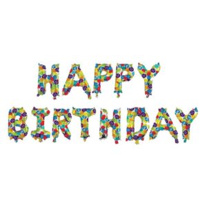 Balon din Folie Colorata Metalizata Litere Baloane "Happy Birthday" 23x35cm