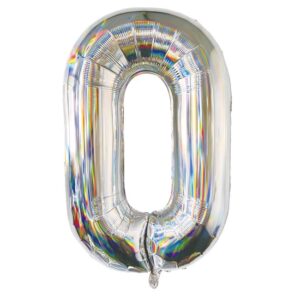 Balon Petrecere din Folie Argintie Holografica Nr.0 - 81cm
