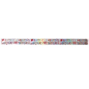 Banner Argintiu Metalizat de Petrecere "Happy Birthday" 270x19cm