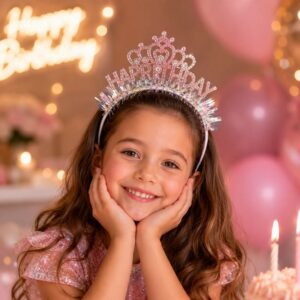 Bentita Party Roz cu Strasuri & Beteala "Happy Birthday"
