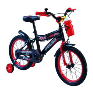 Bicicleta Neagra cu Sticla de Apa Rosie pentru Copii - 16"