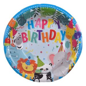 Bol din Hartie Petrecere Animale Imprimeu „Happy Birthday” 19cm - 6buc.