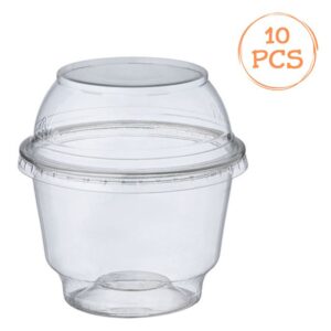 Boluri Reutilizabile cu Capac din Plastic Transparent 285ml - 10buc