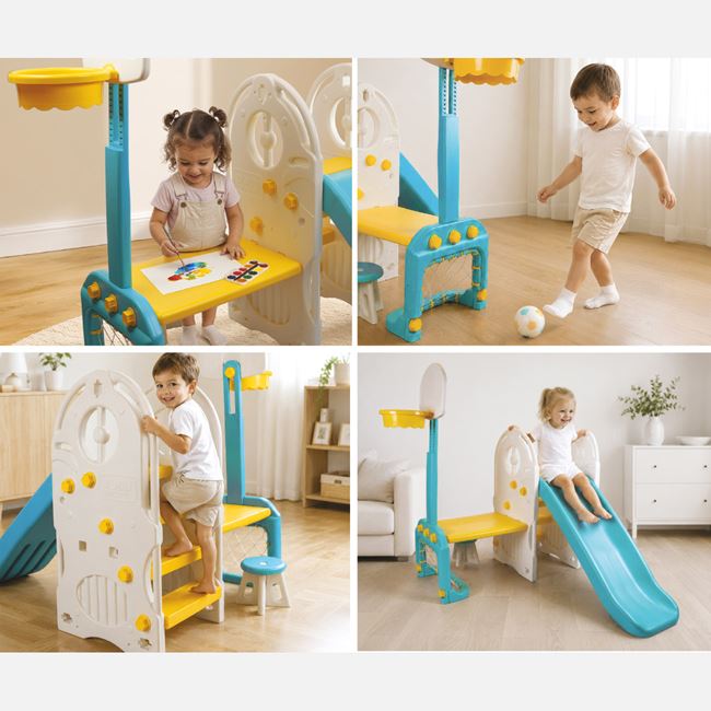 Centru de Activitati pentru Copii 4 in 1 cu Tobogan