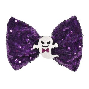 Clama Par Fundita cu Paiete Mov & Fantoma de Halloween 12cm