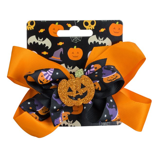 Clama Par Fundita Portocalie Neagra Dovleac cu Glitter Portocaliu de Halloween 13cm
