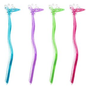Clame de Par pentru Copii Fluturi Color cu Suvite de Par  30cm - 4buc