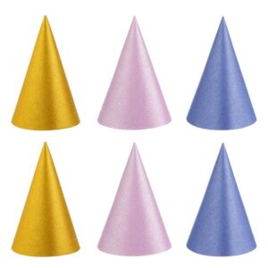 Coifuri de Petrecere din Hartie Aurie Lila Mov cu Glitter 16cm - 6buc