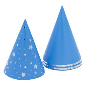 Coifuri din Hartie de Petrecere Ciel Stele Argintii din Folie 16cm - 6buc