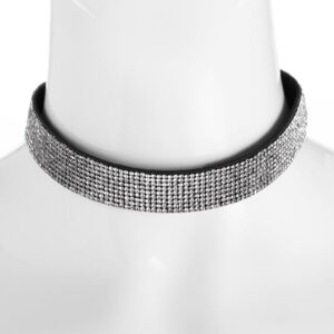 Colier Chocker Negru cu Strasuri Argintii