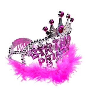 Coronita Par cu Pene Fucsia BIRTHDAY PRINCE