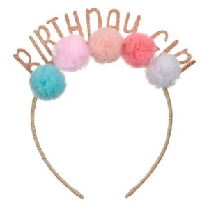 Coronita Par cu Pompon Colorat Glitter "Birthday Girl"