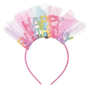 Coronita Par cu Tul Colorat Glitter "Happy Birthday"