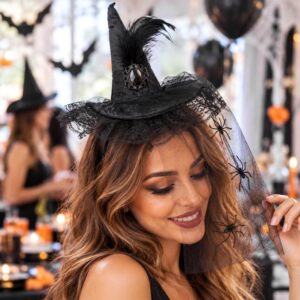 Coronita Par de Halloween cu Palarie de Vrajitoare Tul & Paianjeni