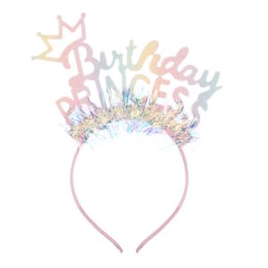 Coronita Par de Petrecere cu Tiara Roz Rainbow Glitter Holografic Beteala "Birthday Princess"