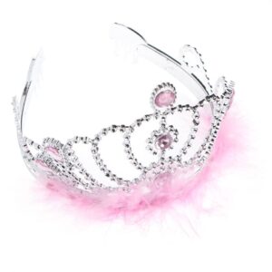 Coronita Par Tiara Argintie cu Pene Roz