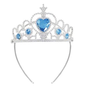 Coronita Par Tiara Argintie cu Pietre Bleu Inima pentru Copii