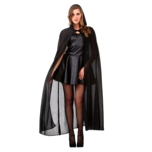 Costum Halloween Dama Capa Neagra si Gluga cu Glitter - One Size