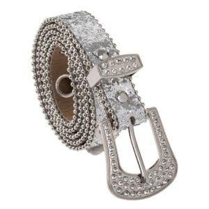 Curea Neagra cu Glitter Argintiu & Catarama Metalica Strass Argintiu pentru Femei 110x2.5cm - One Size