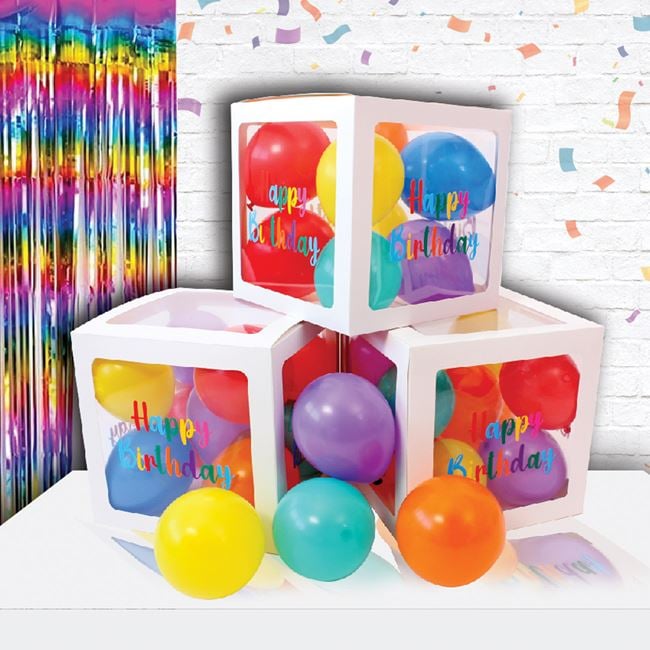 Decoratiune DYI Balloon Box Cutie Alba 30x30cm