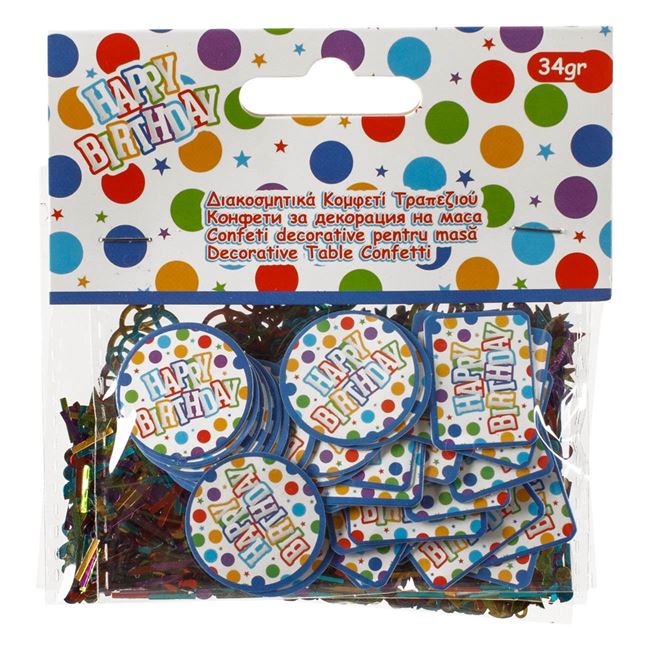 Decoratiuni Multicolore din Hartie & Folie Happy Bitrhday pentru Masa