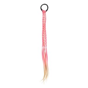Elastic Par Negru cu 4 Suvite Codite Roz Blond pentru Copii 46cm