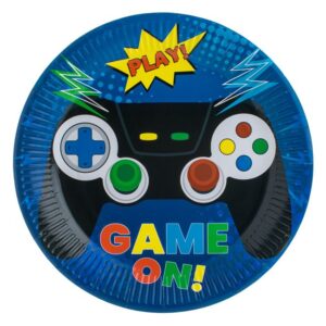 Farfurii de Petrecere Albastre cu Model Control "Game On" Ø23cm - 6buc