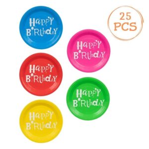 Farfurii de Petrecere Colorate Happy Birthday 23cm - 25buc