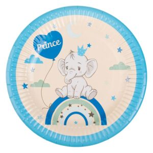 Farfurii de Petrecere din Carton Bej Ciel Elefant Curcubeu Prince Ø23cm - 6buc