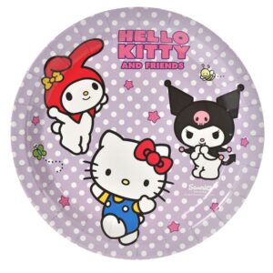 Farfurii de Petrecere din Carton Lila cu Model Buline Hello Kitty & Friends Ø23cm - 6buc