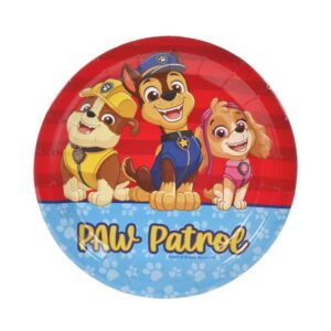 Farfurii de Petrecere din Carton Rosu Bleu cu Model Paw Patrol Ø18cm - 6buc