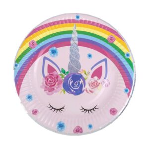 Farfurii de Petrecere din Carton Unicorn Rainbow cu Detalii Holografice 23cm - 6buc