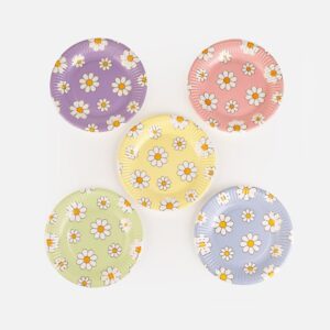 Farfurii Party din Hartie Colorate cu Margarete 18cm - 25buc