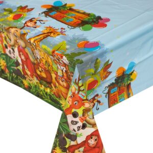 Fata de Masa de Petrecere cu Model Animale din Jungla "Happy Birthday" 180x120cm