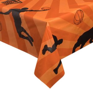 Fata de Masa de Plastic Portocaliu cu Model Baschet 180x120cm